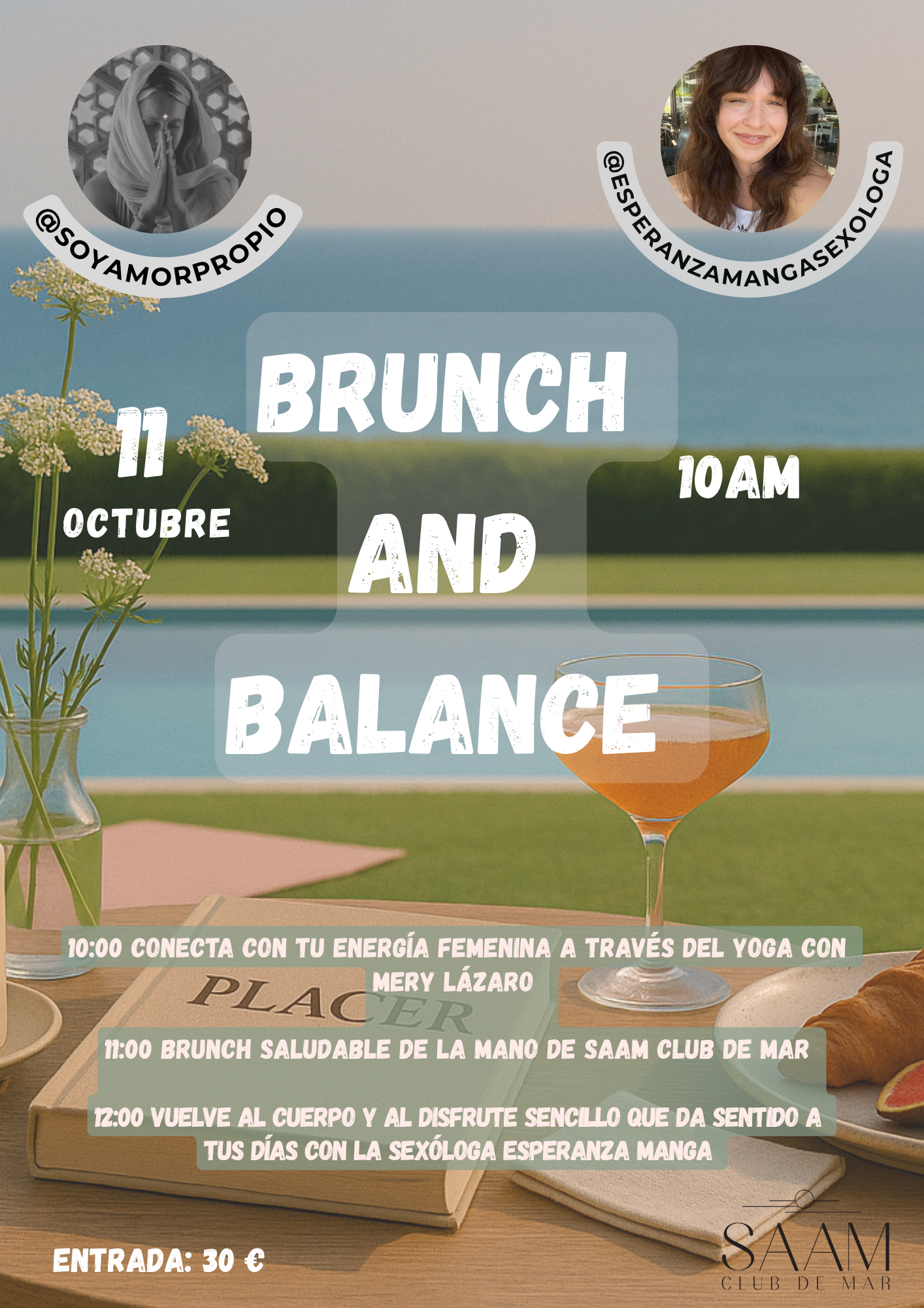 Evento Exclusivo Brunch and Balance. Sábado 11 de octubre en Saam Club de Mar.
