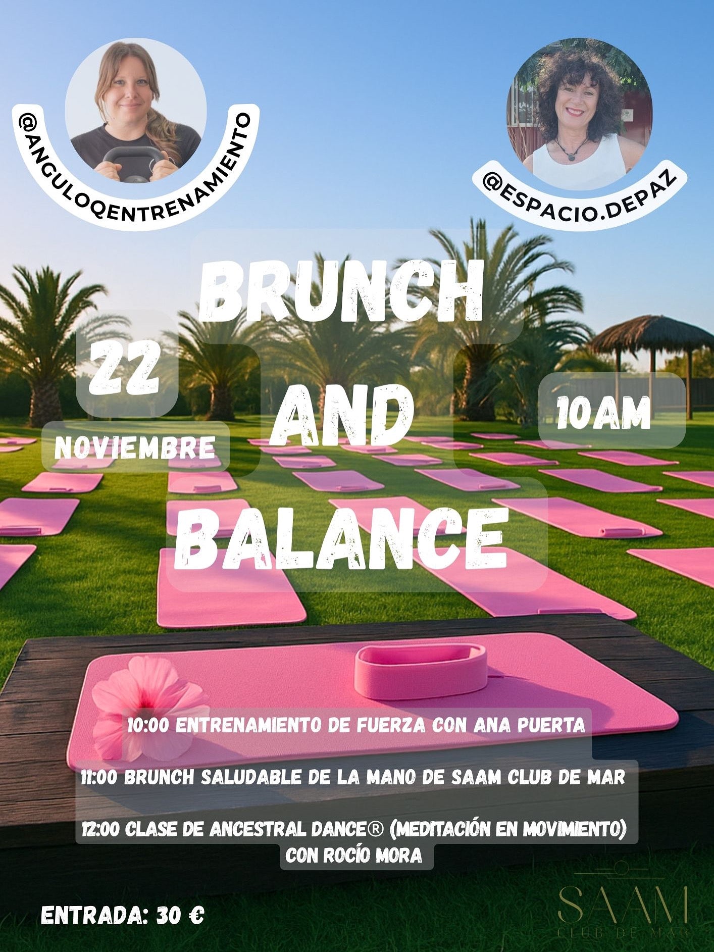 Evento Exclusivo Brunch and Balance. Sábado 22 de noviembre en Saam Club de Mar.